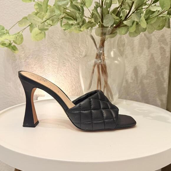Vince Camuto Shoes - Vince Camuto Reselm Quilted Mule Heel Black Womens 7.5 Excellent Like New